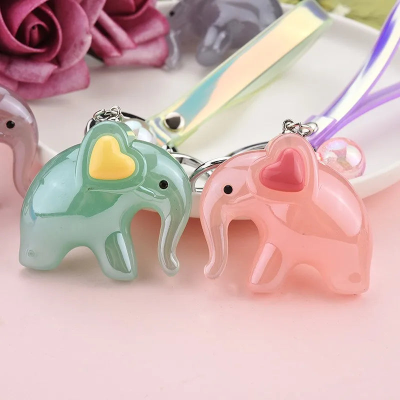 Elephant Colorful Resin Keychains