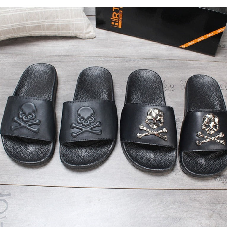 Skull Slippers Solid Flat Non-slip