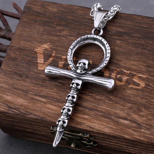 Skull Cross Stainless Steel Pendant Necklace