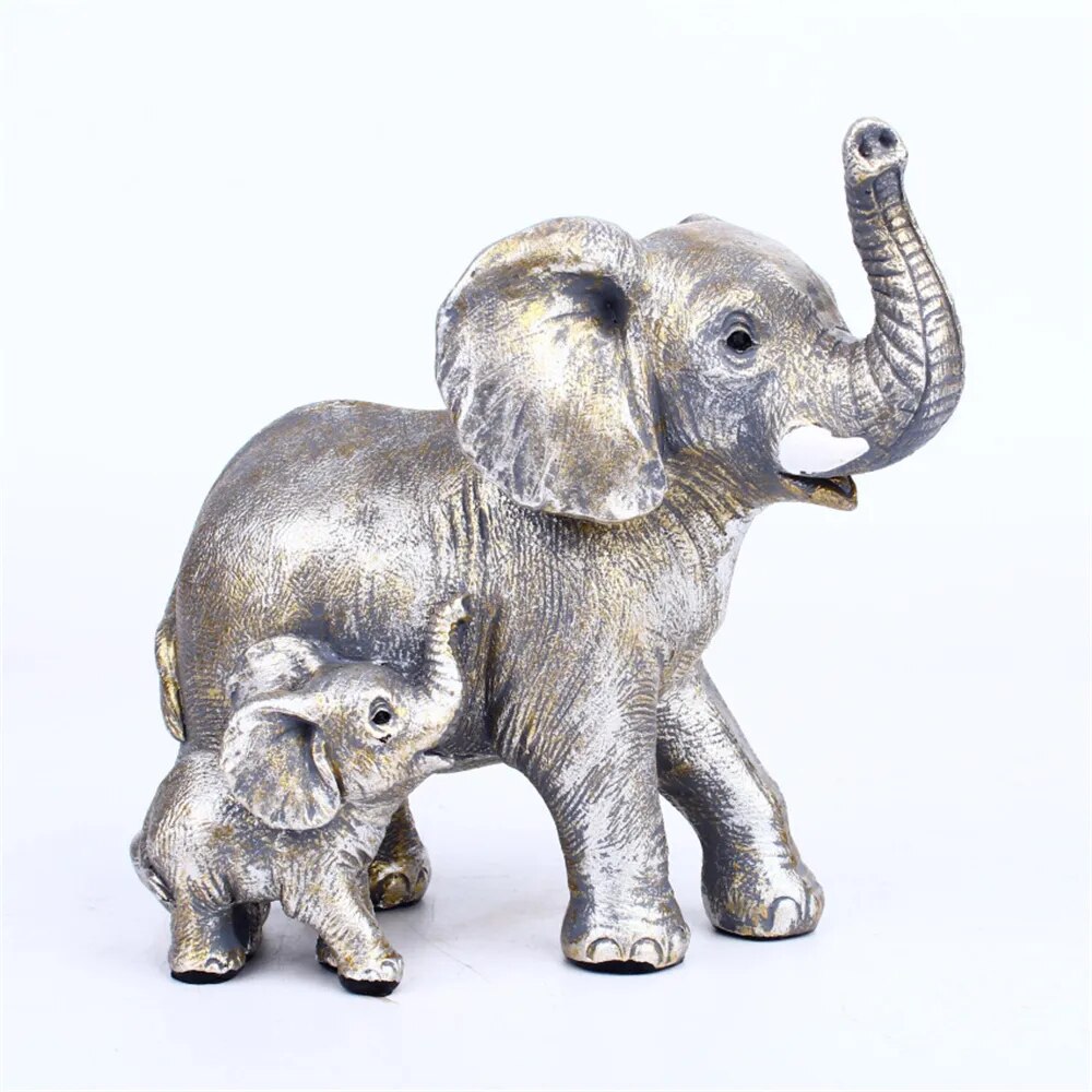Elephant Family Figurine Resin