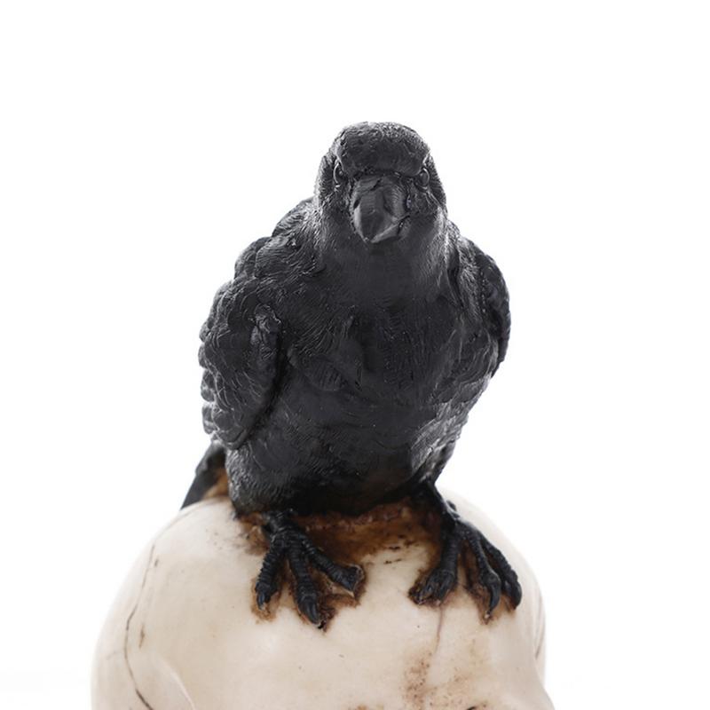 Raven Bird On Skull Home Decor Gothic Statue Halloween Decoration