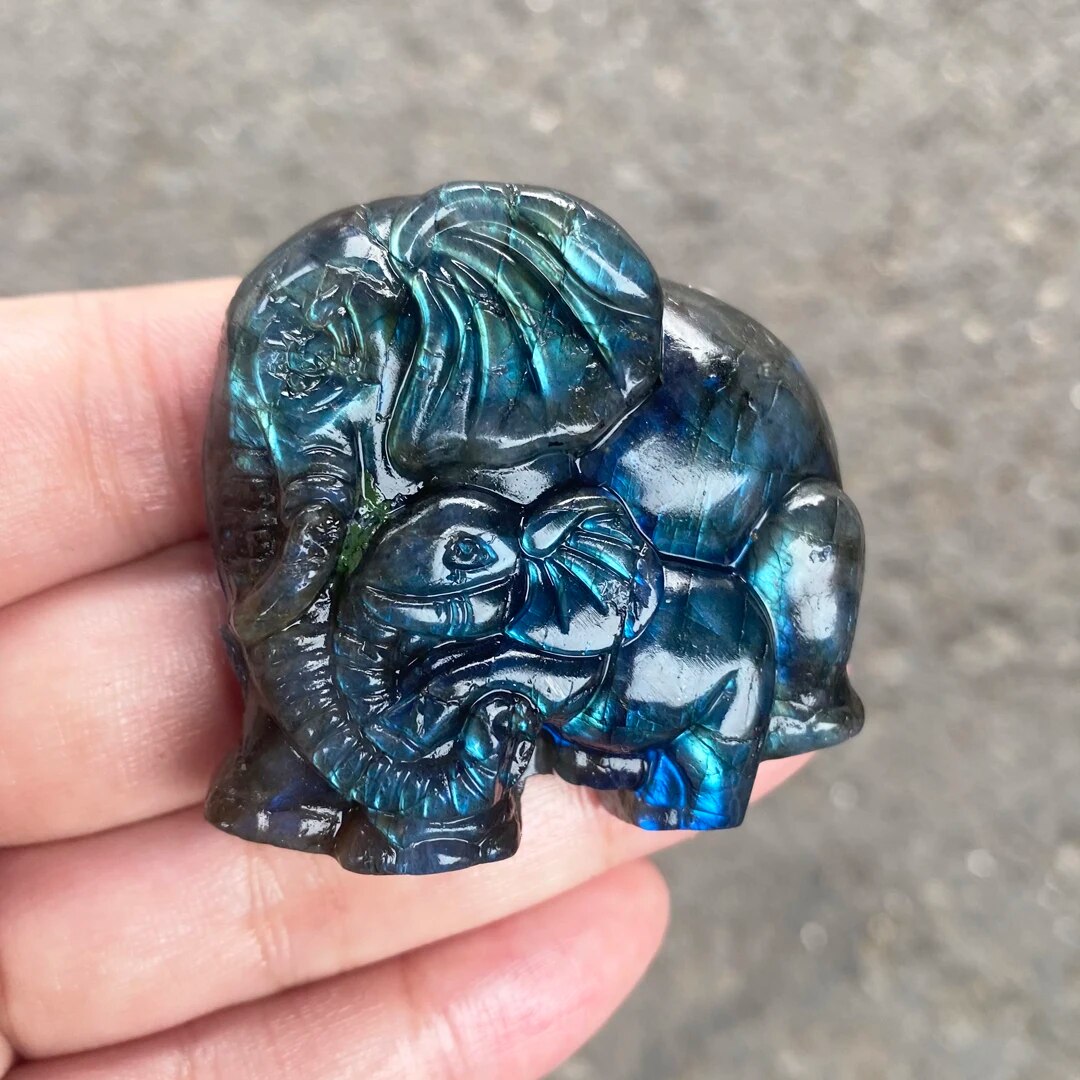 Elephant Mother And Baby Quartz Stone Sculpture Crystals