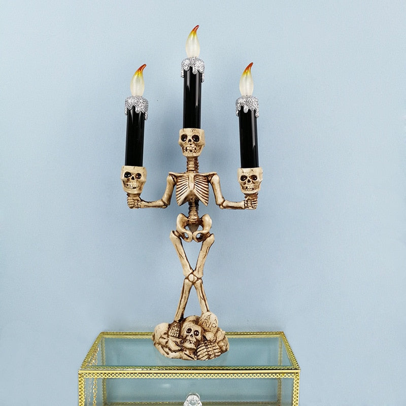 Skull Skeleton Candlestick LED Electronic Candle