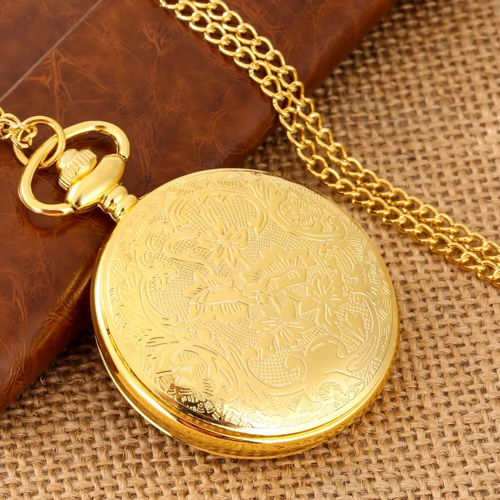 Owl Golden Quartz Pocket Watch