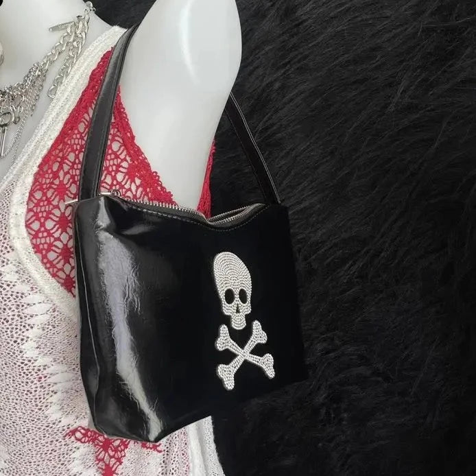 Skull Leather Handbag Shoulder Bag