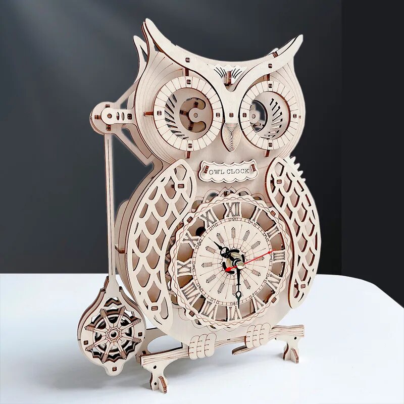 Owl Clock Wooden 3D