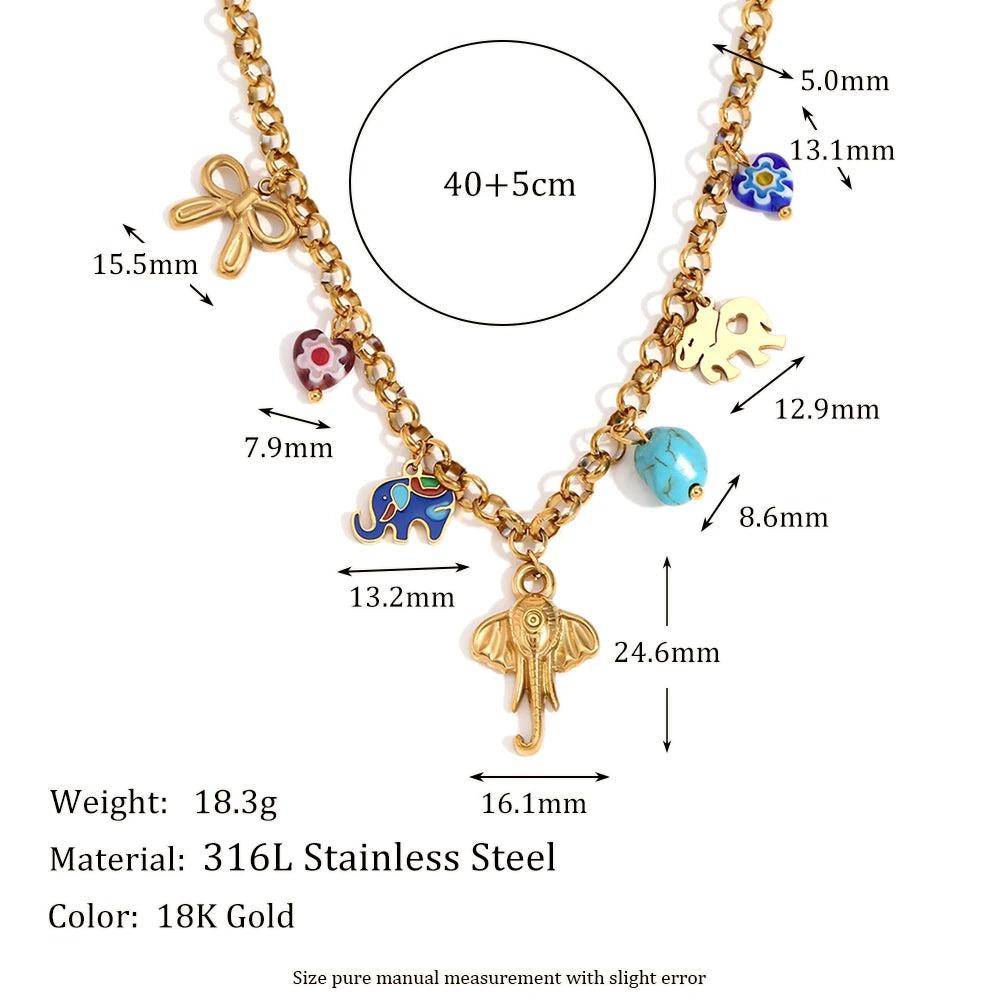 Elephant Gold Color Pendant Necklace
