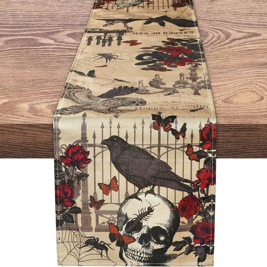 Skull Gothic Linen Table Runners