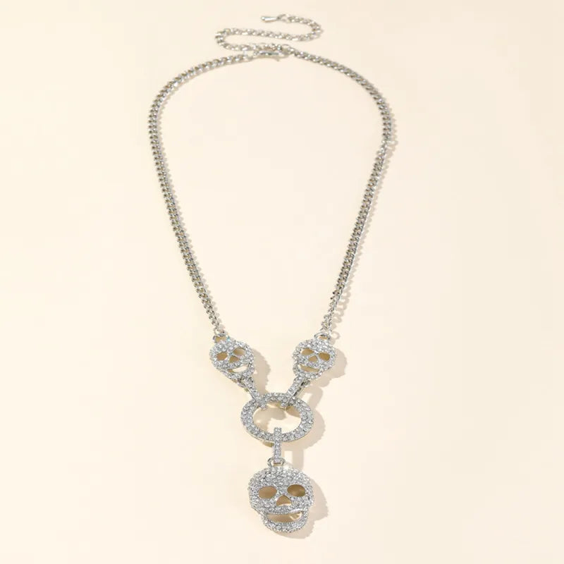 Skull Rhinestone Pendant Necklace