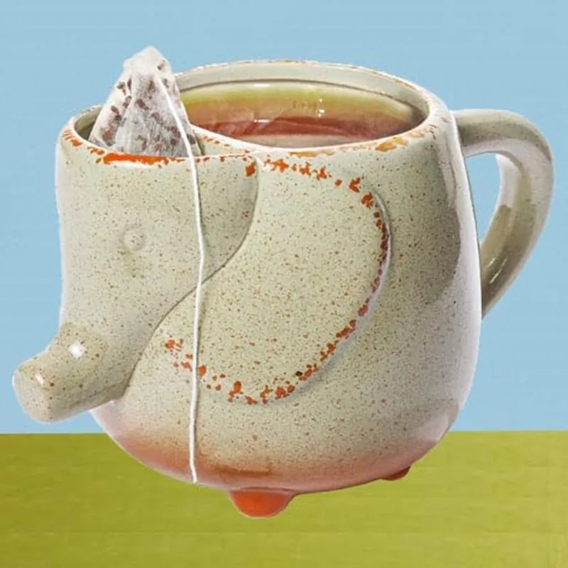 Elephants Ceramic Mugs 16oz Cup With Tea Bag Holder