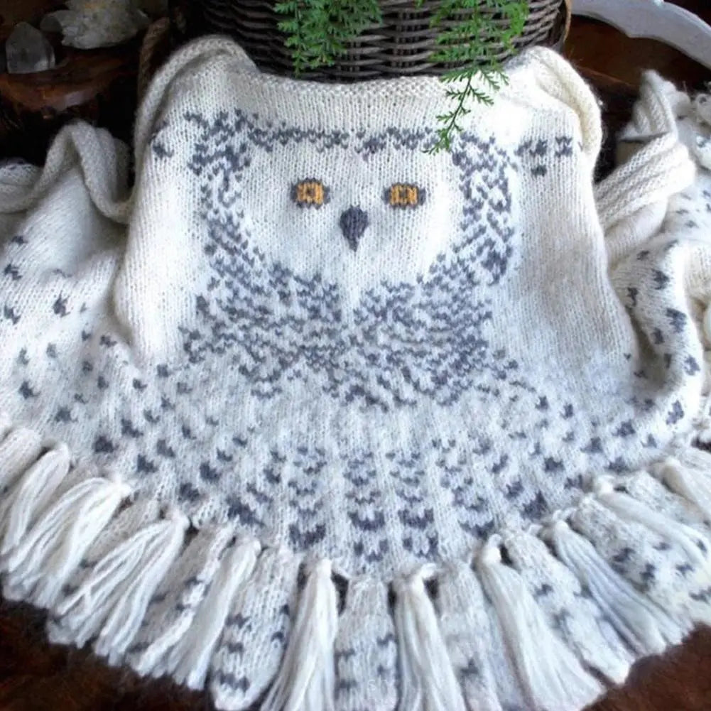 Owl Scarf Knit Winter Feather