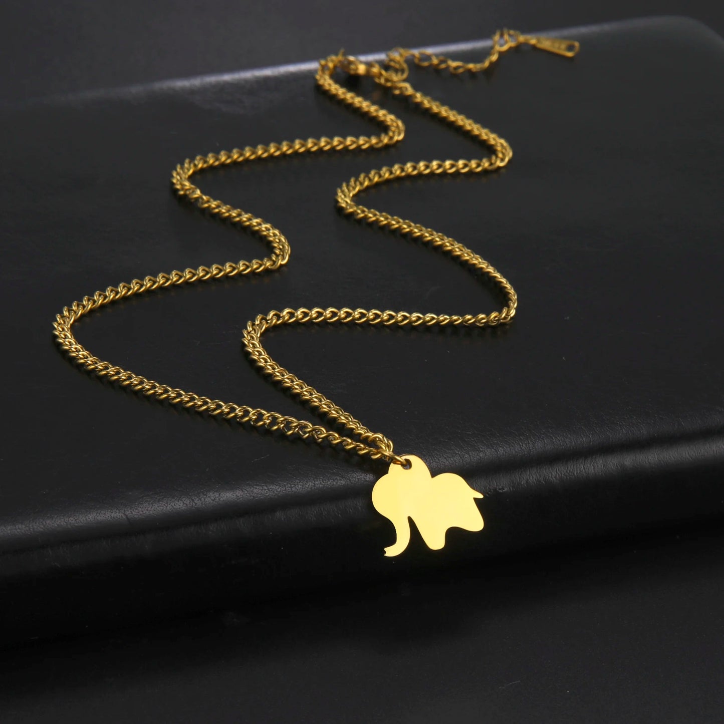 Elephant Family Pendant Stainless Steel Necklace Gold Color