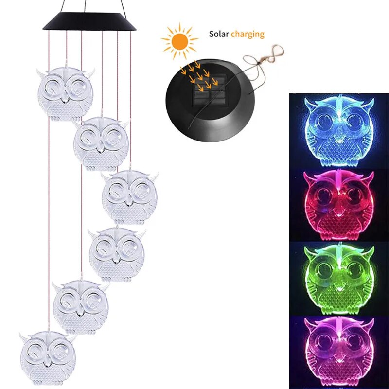Owl Chimes Wind Hanging Solar Light