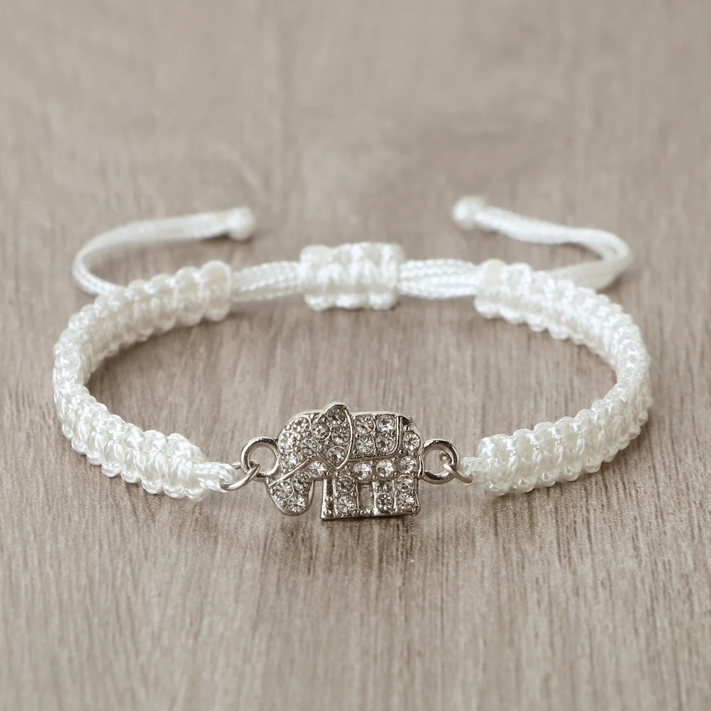 Elephant Pendant Bracelet Cute Crystal Handmade