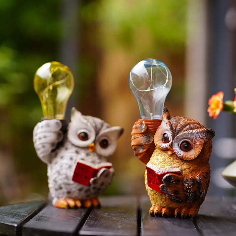 Owl Resin Cute  Statues Solar Light