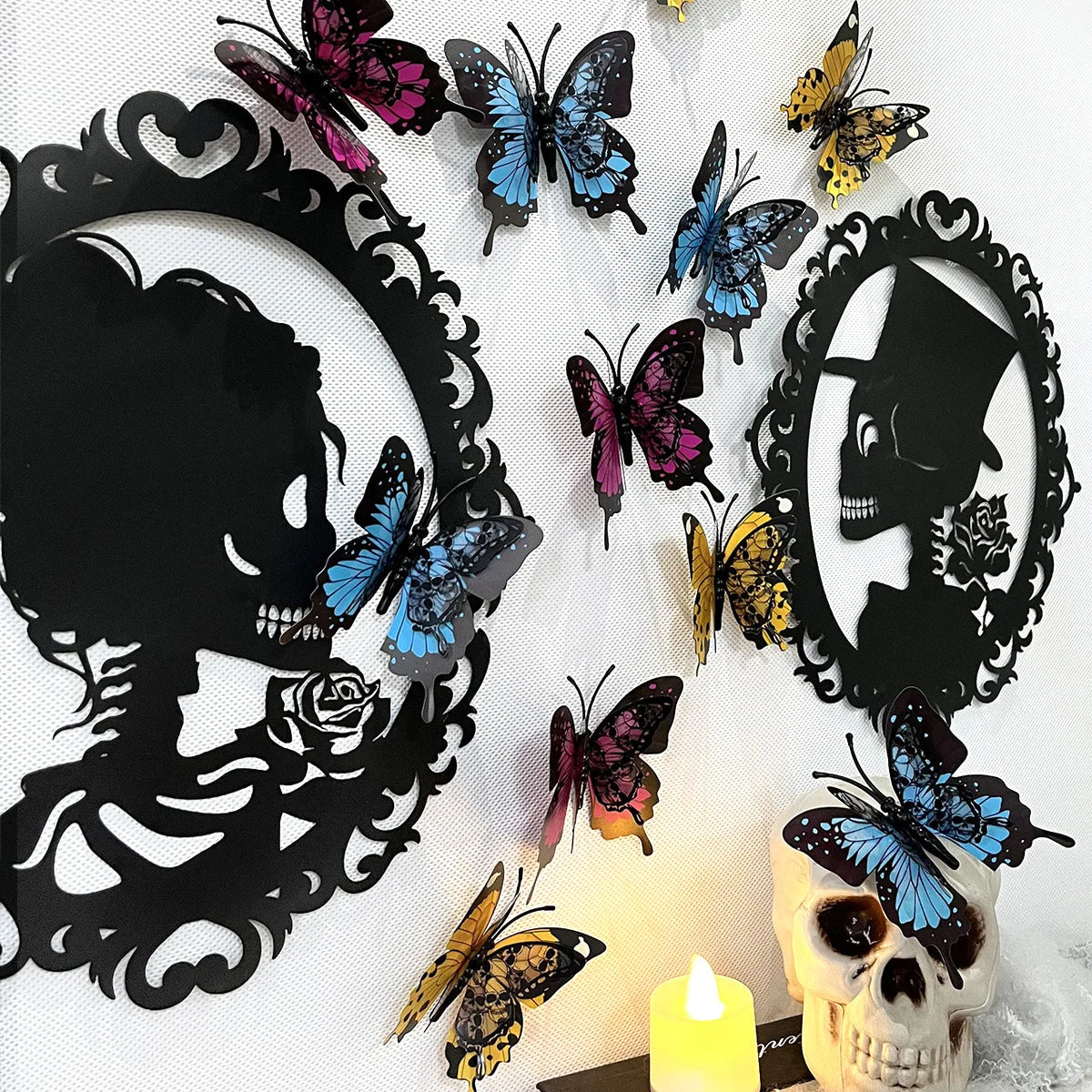 Skull 3D Butterfly Wall Stickers