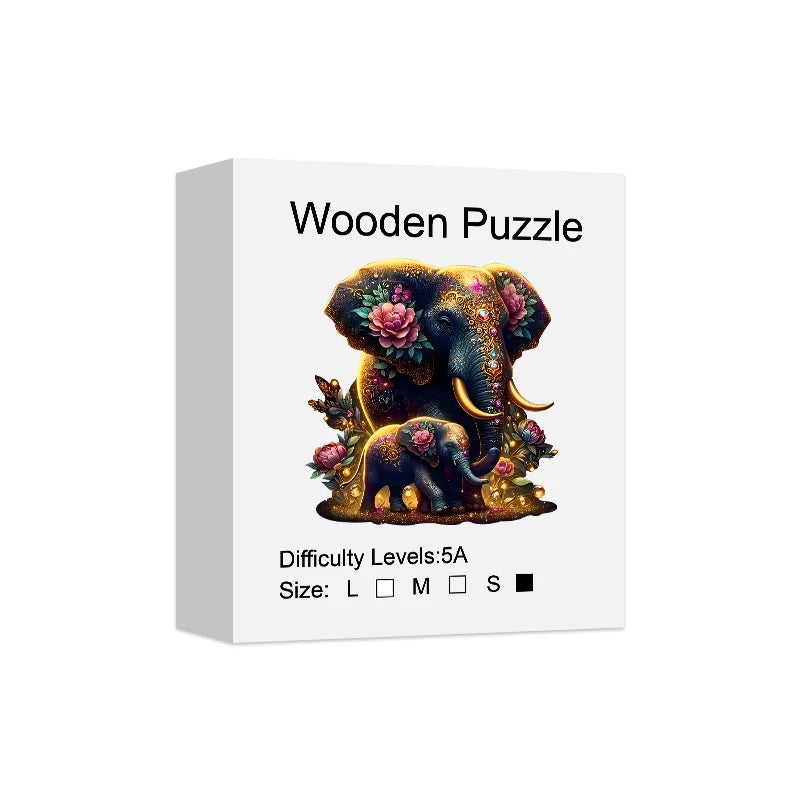 Elephant Wooden Puzzle Unique Shaped Pieces