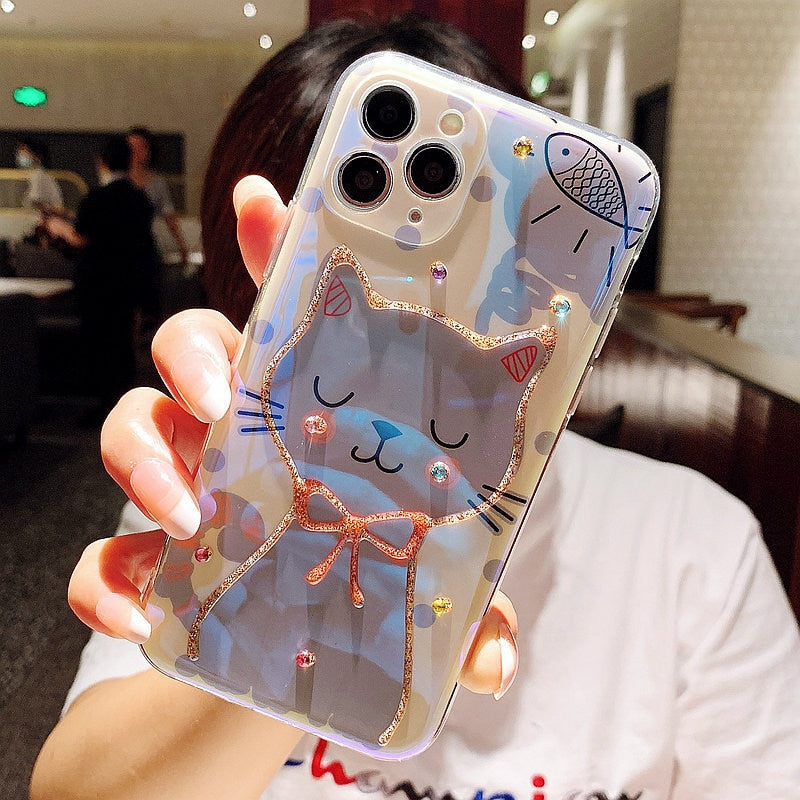 Rhinestone Pink Elephant Soft TPU Cover For iPhone