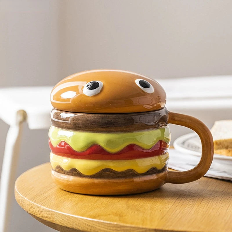 Hamburger Coffee Cup Cute Cartoon Ceramic Mug