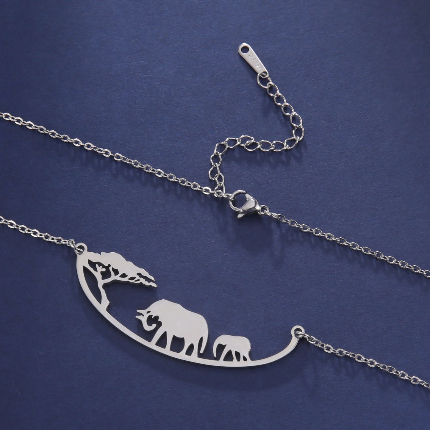 Elephant Necklace Mother Kid Stainless Steel