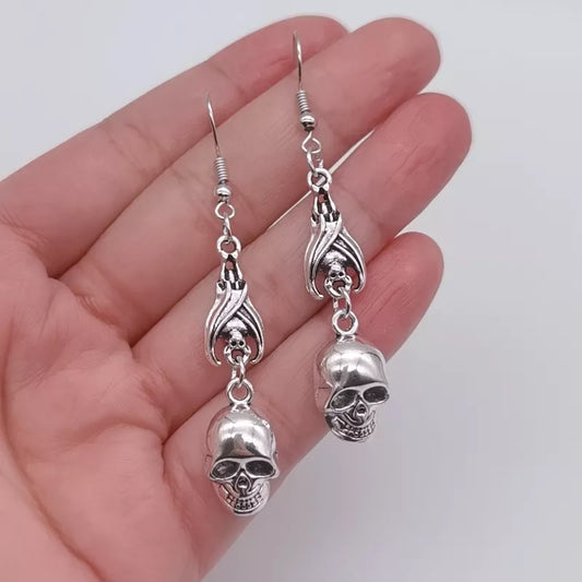 Skull Pendant Drop Earrings