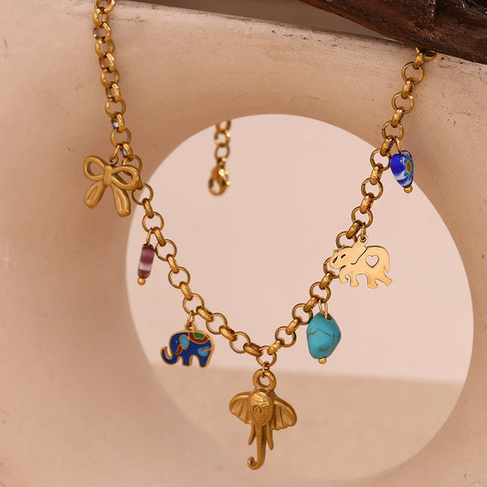 Elephant Gold Color Pendant Necklace