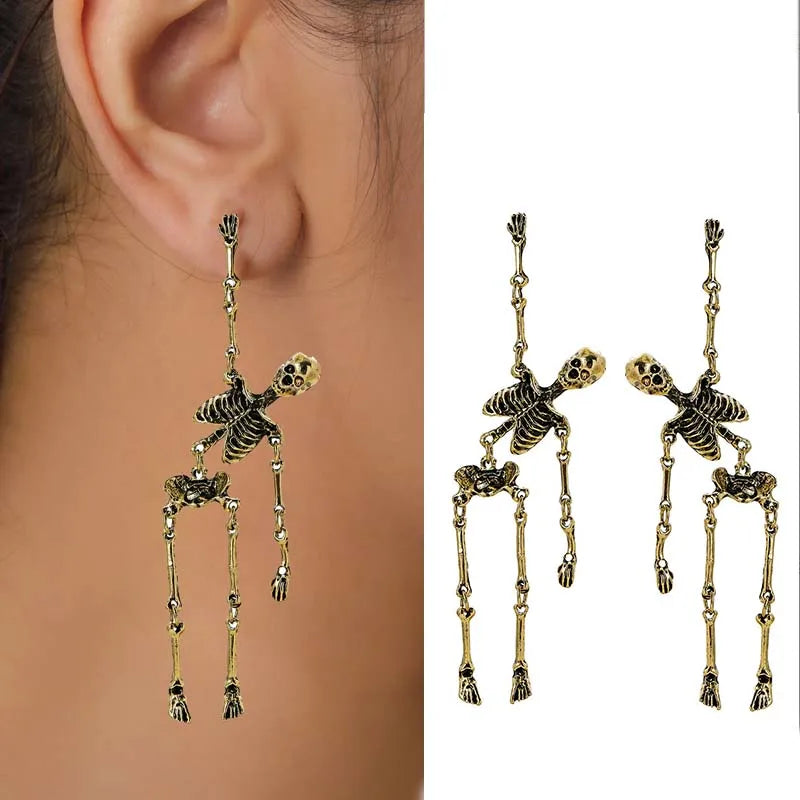 Skull Dangle Stud Gothic Earrings  Metal Drop