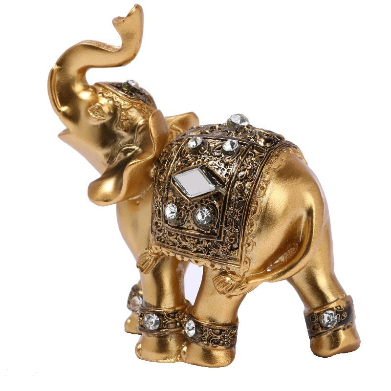 Golden Resin Elephant Statue Sculpture