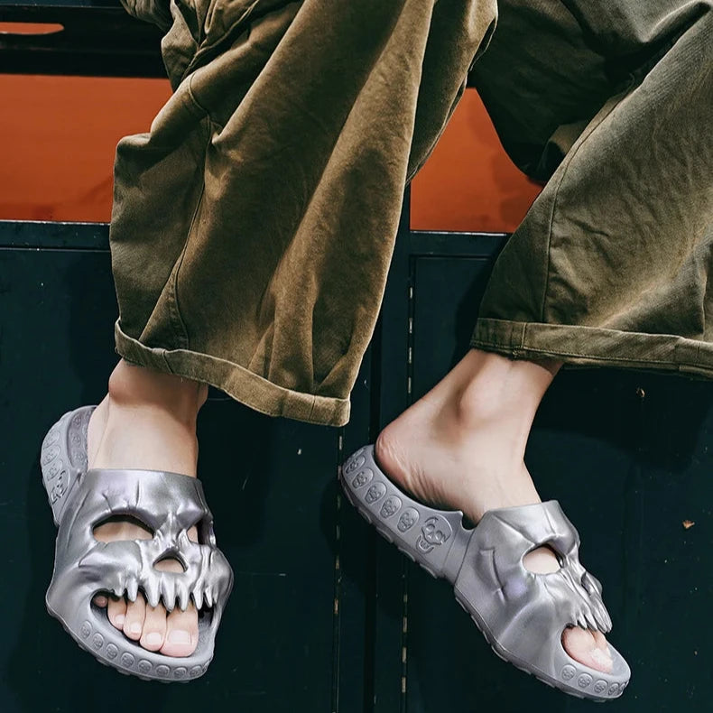 Skull Slippers Outdoor Slides Thick Bottom Non-slip Sandals