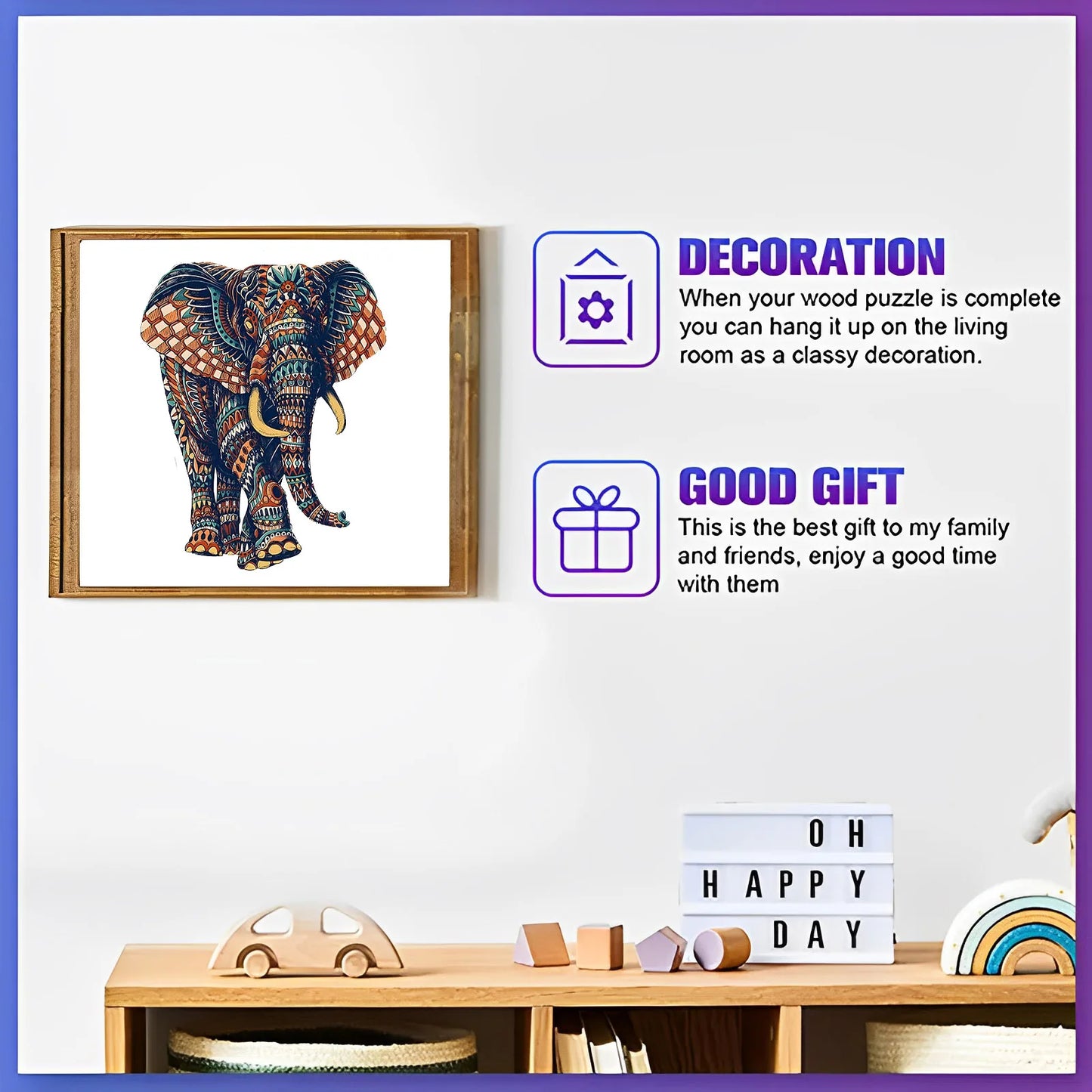Elephant Unique Wooden Puzzle Shaped Pieces
