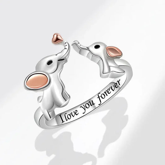 Elephant Rings Opening Ring Mom And Daughter "I Love You Forever"
