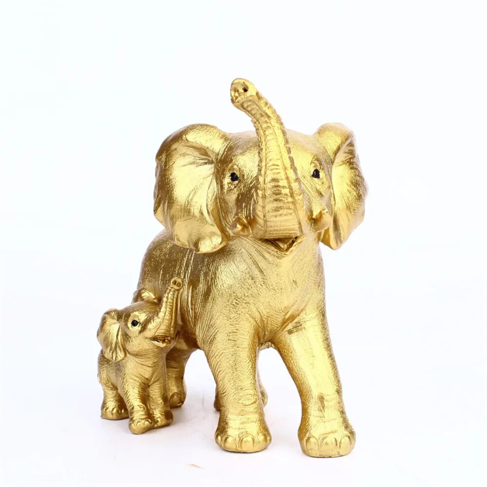 Elephant Family Figurine Resin