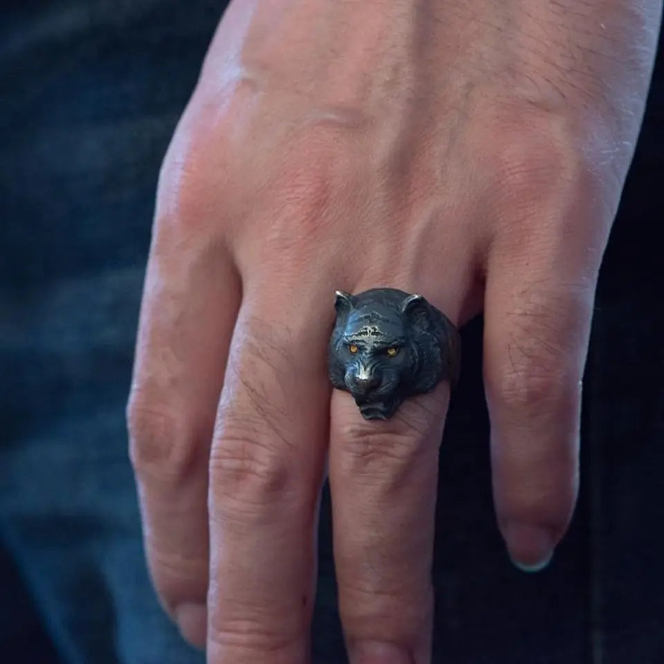 Tiger Head Rings Black Color