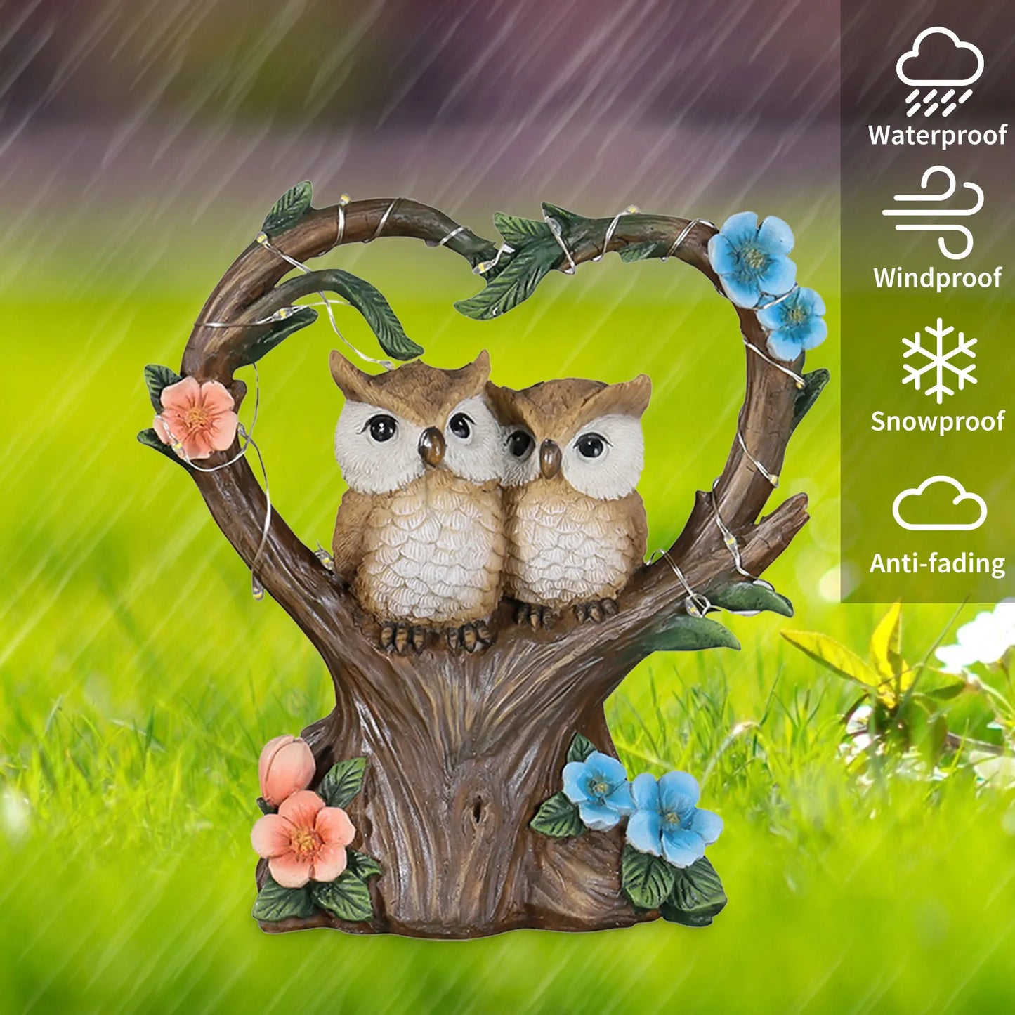 Heart Owl Statues Figurines Resin