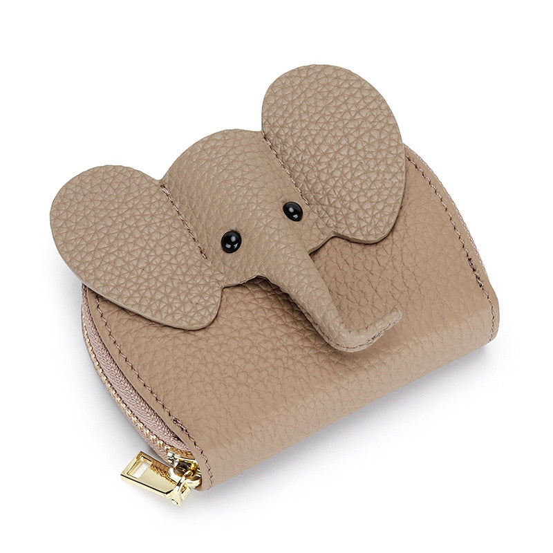Women Card Holders Elephant Leather Fashion Wallet Zipper Purse