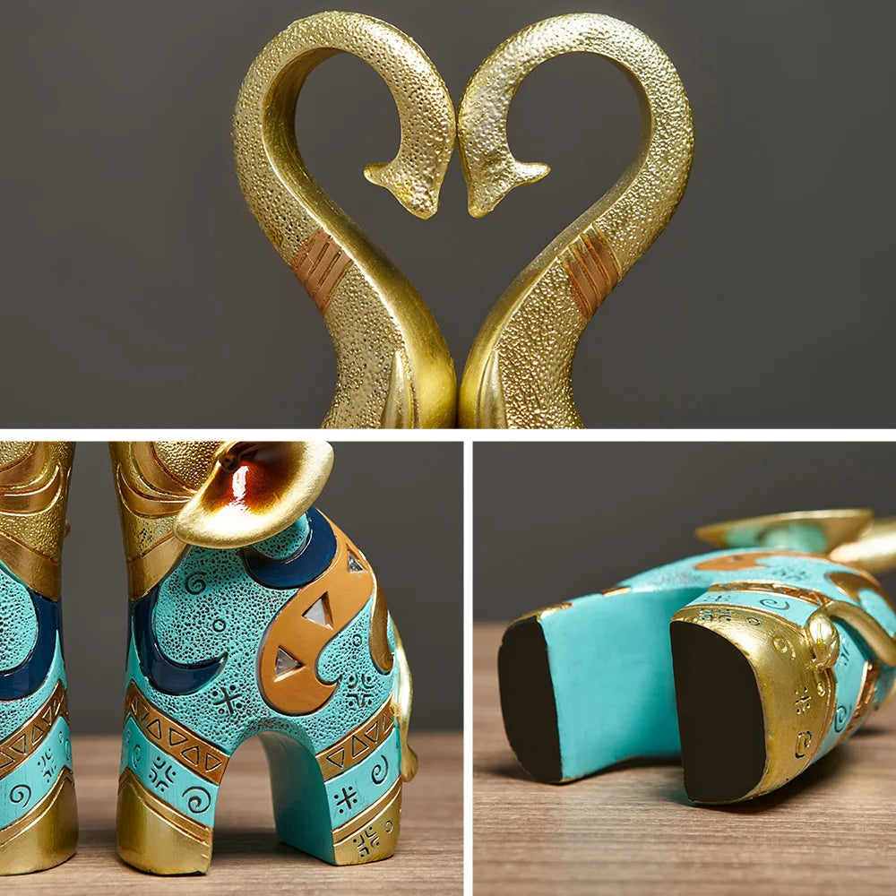Elephant Resin Statues Ornaments 2 Items