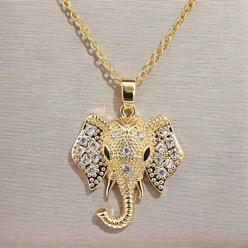 Elephant Pendant Necklace Cubic Zirconia