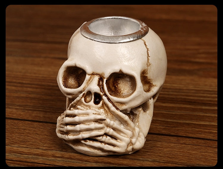 Halloween Skull Head Figurines Resin Candle Holder
