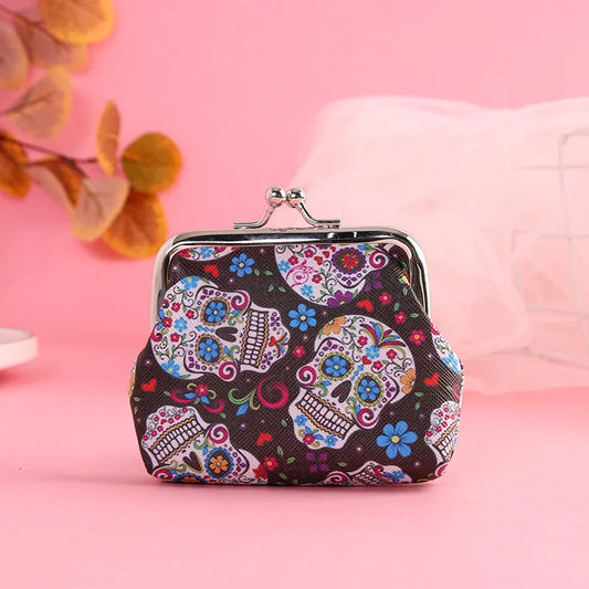 Skull Rose Coin Purses Holder Mini Wallet