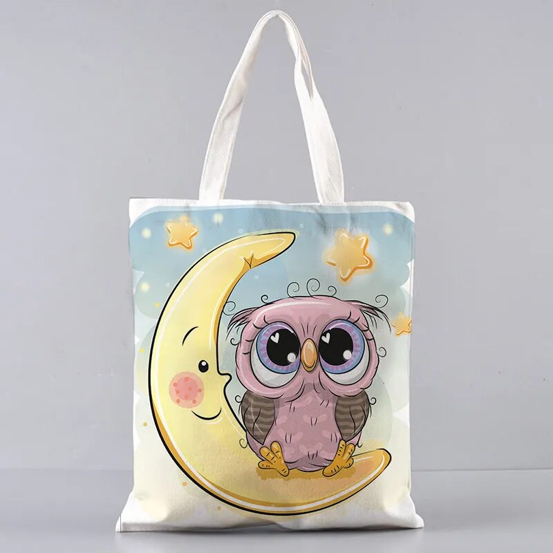 Owl Cute Pattern Canvas Handbag Environmentally Friendly