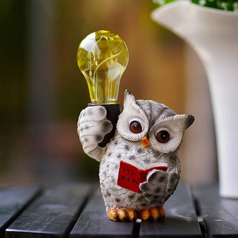 Owl Resin Cute  Statues Solar Light
