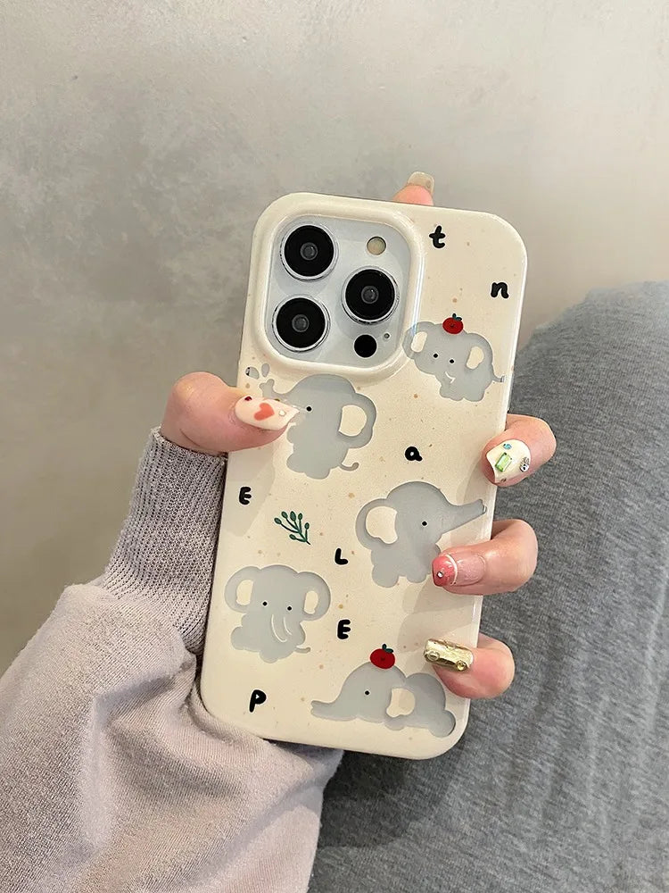 Elephant Hollow Out Cartoon Cute Phone Case Shockproof Silicone Back Cover