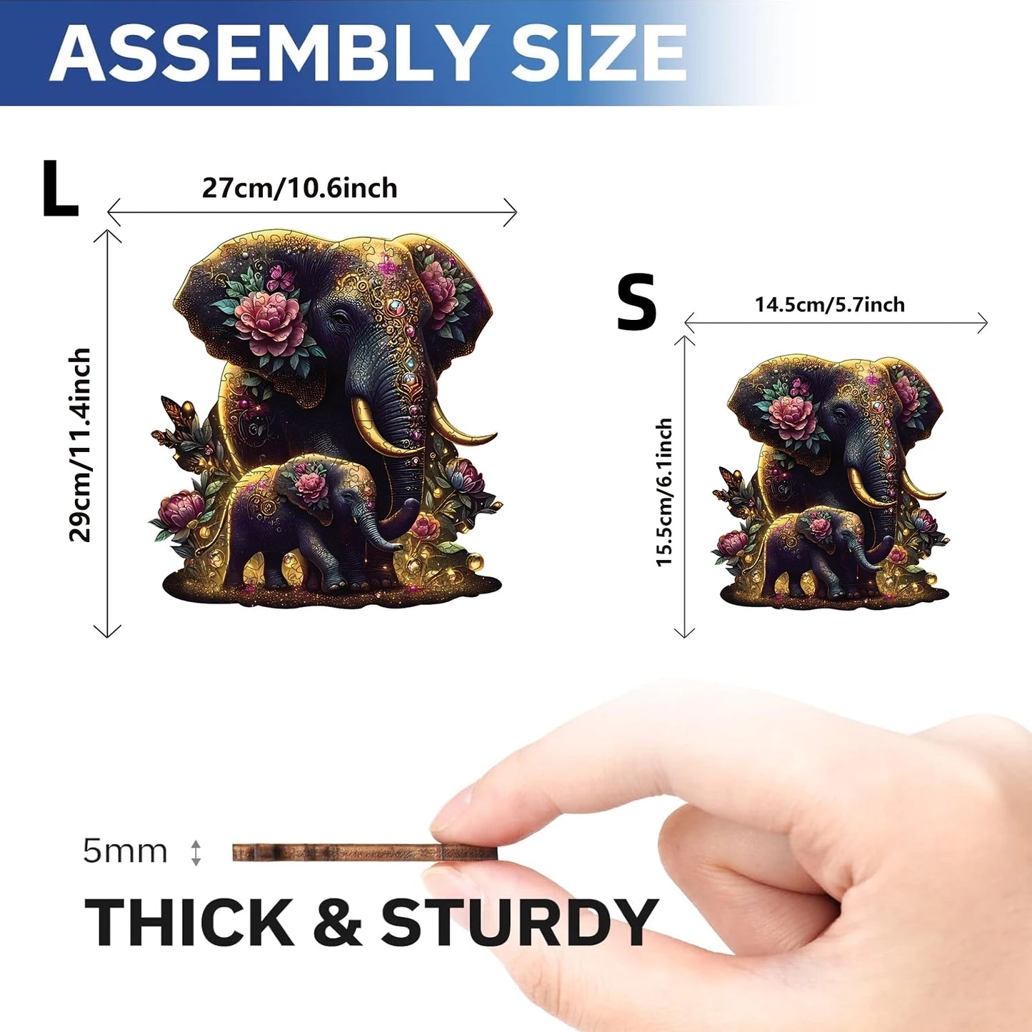 Elephant Wooden Puzzle Unique Shaped Pieces