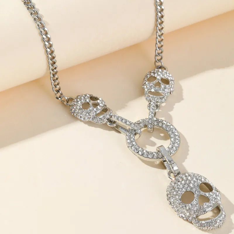 Skull Rhinestone Pendant Necklace