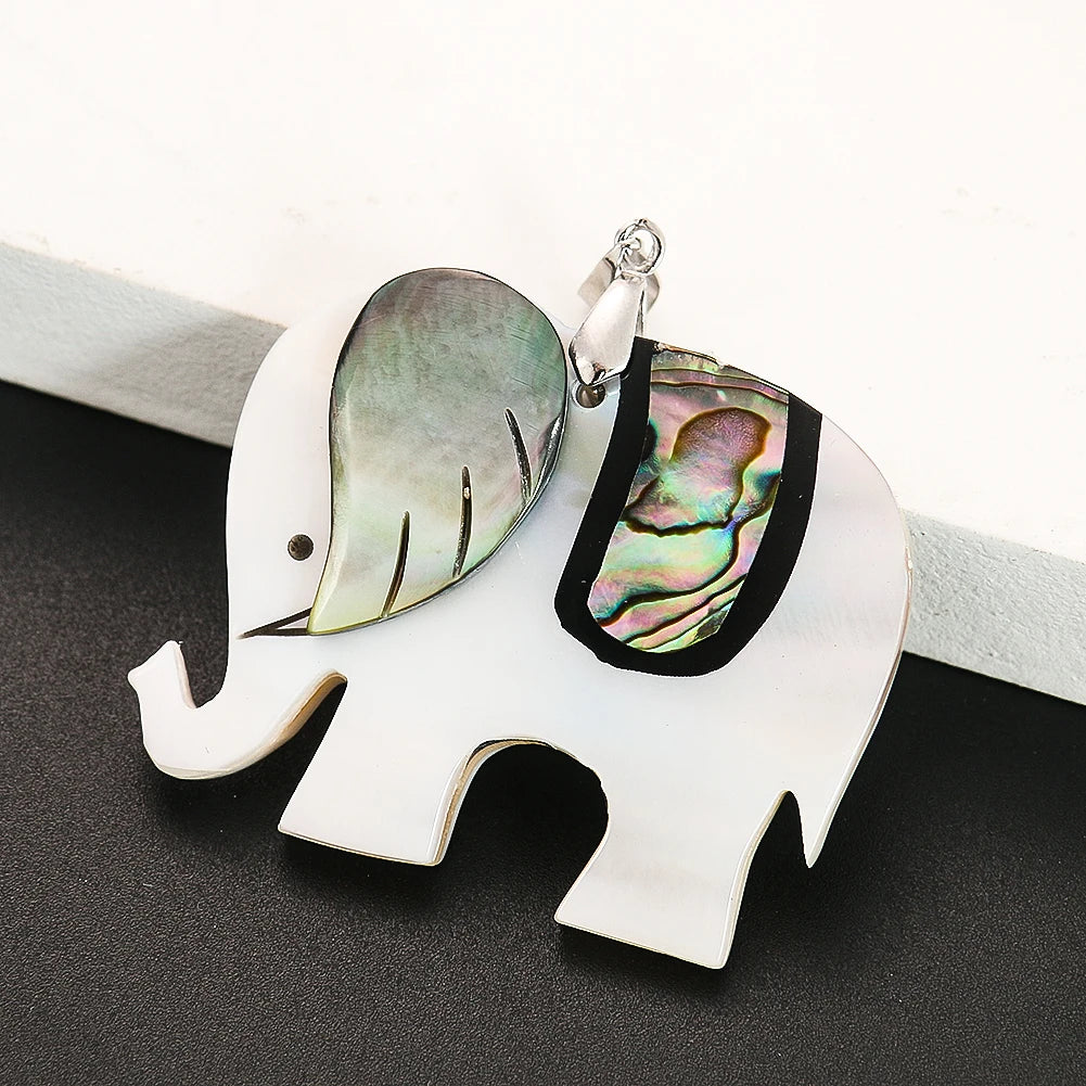 Elephant Pearl Shell Pendant Necklace