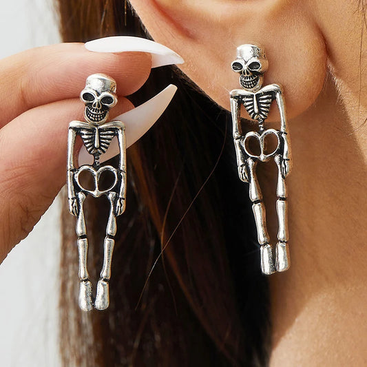 Skull Skeleton Drop Earrings Metal