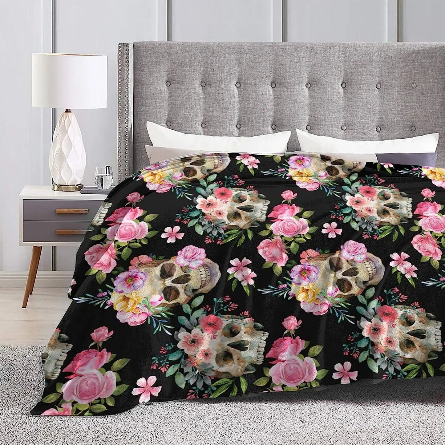 Skull Blanket Lightweight Cozy Flannel Throw Blanket