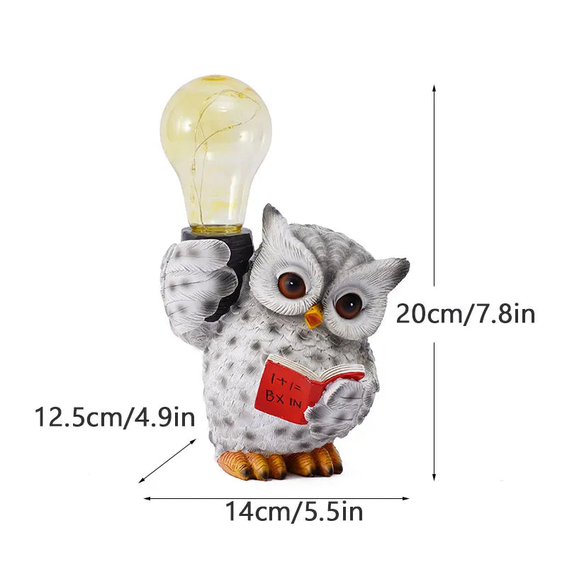 Owl Resin Cute  Statues Solar Light