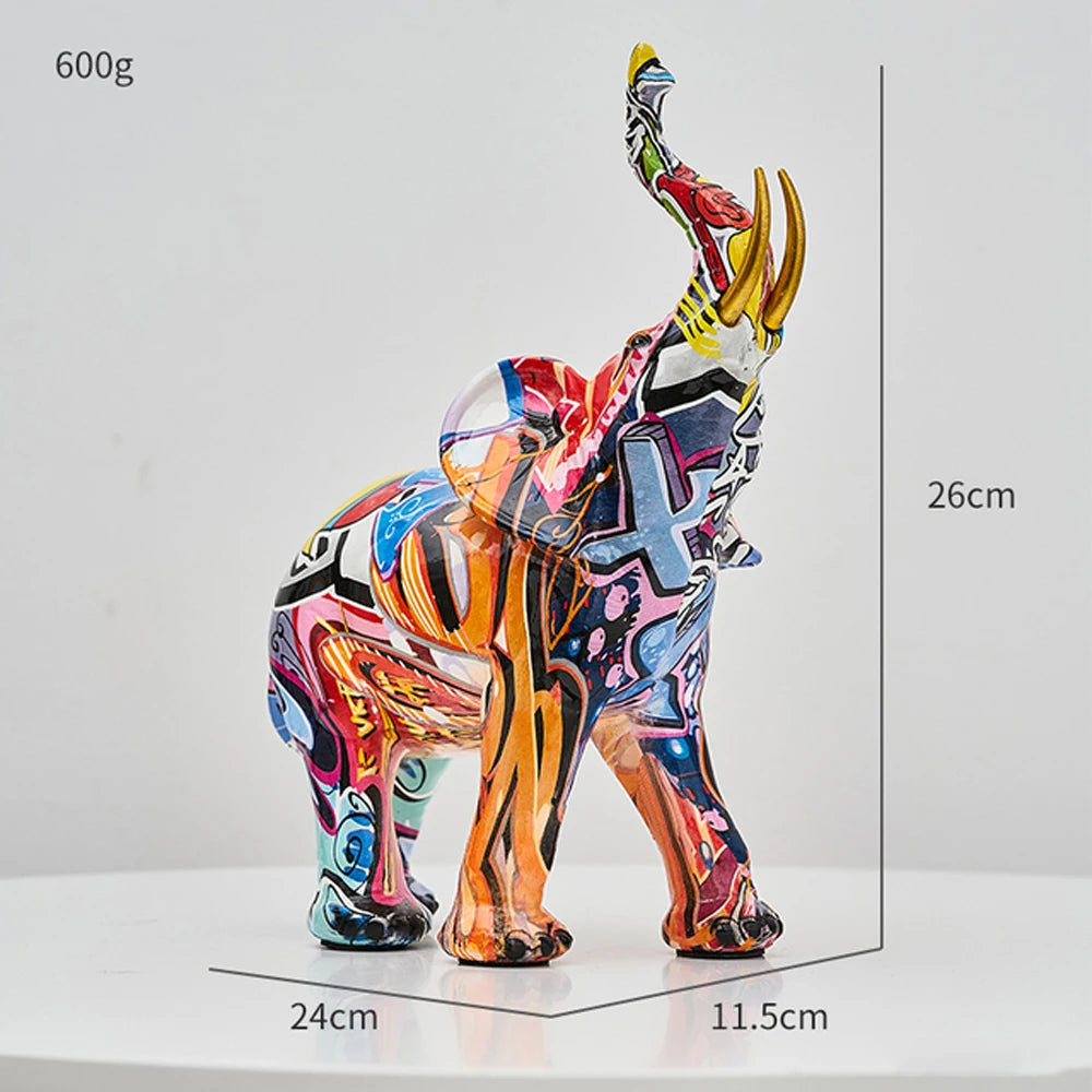 Elephant Colorful Art Sculpture Figurine Resin Statue