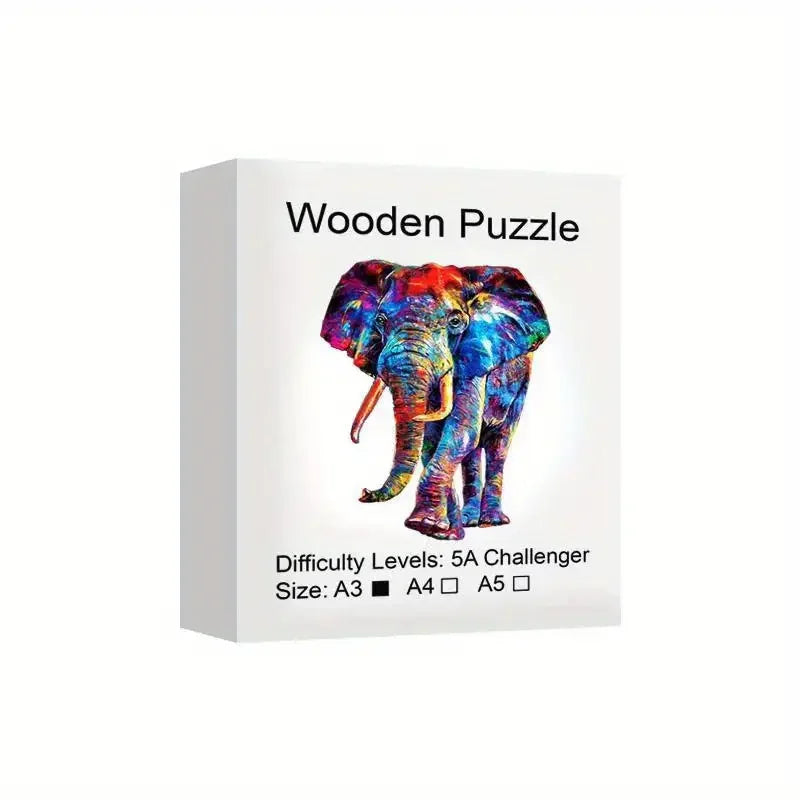 Elephant Wooden Puzzle Game Animal Shaped Pieces